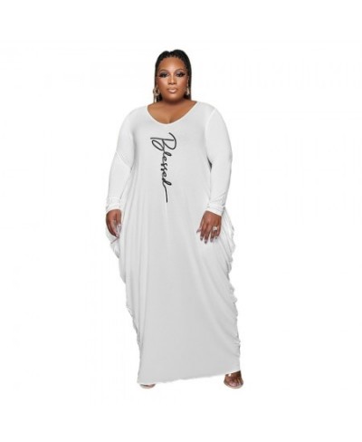 Elegant Plus Size Dresses for Women 4xl 5xl Printing V Neck Long Sleeve Pocket Side Pleated Stretch Loose Maxi Dresses $43.02...