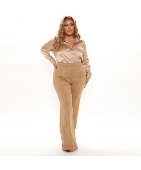 Plus Size Faux Suede Leather Pants Women High Waist Slim Straight-leg Pants Ladies Casual Bodycon Stretch Trousers 4xl Custom...