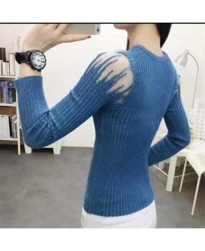 Fashion Mesh Knitted Top Women Hot Drill Sweater Autumn Bottoming Pullover O-neck Long-sleeve Shiny Tassel Knit Female Sweate...