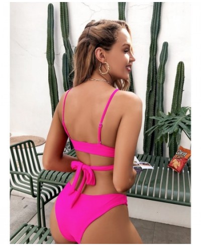 2023 Sexy Bikini Set With Backless And Gathered Straps For Women Solid Color Split Swimsuit With Ruched Style $21.20 - Swimsuit