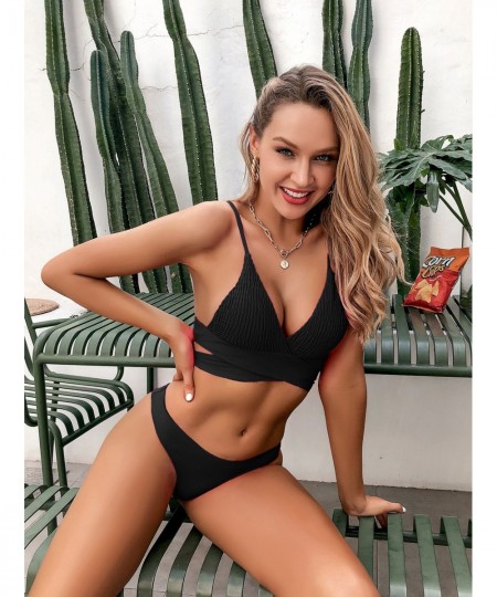 2023 Sexy Bikini Set With Backless And Gathered Straps For Women Solid Color Split Swimsuit With Ruched Style $21.20 - Swimsuit