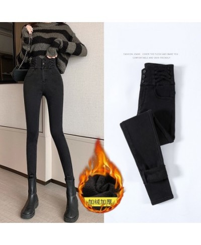 High Waist Women Winter Fleece Velvet Warm Jeans Thick Trousers Elastic Pants Mom Jean Stretch Pencil Pant Hot Legging $47.51...