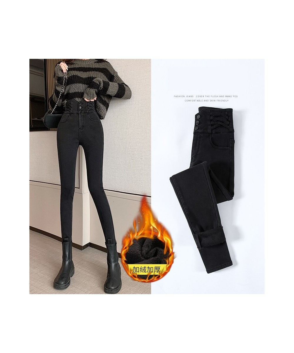 High Waist Women Winter Fleece Velvet Warm Jeans Thick Trousers Elastic Pants Mom Jean Stretch Pencil Pant Hot Legging $47.51...