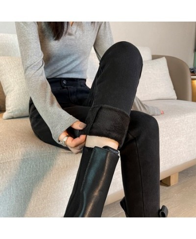 High Waist Women Winter Fleece Velvet Warm Jeans Thick Trousers Elastic Pants Mom Jean Stretch Pencil Pant Hot Legging $47.51...