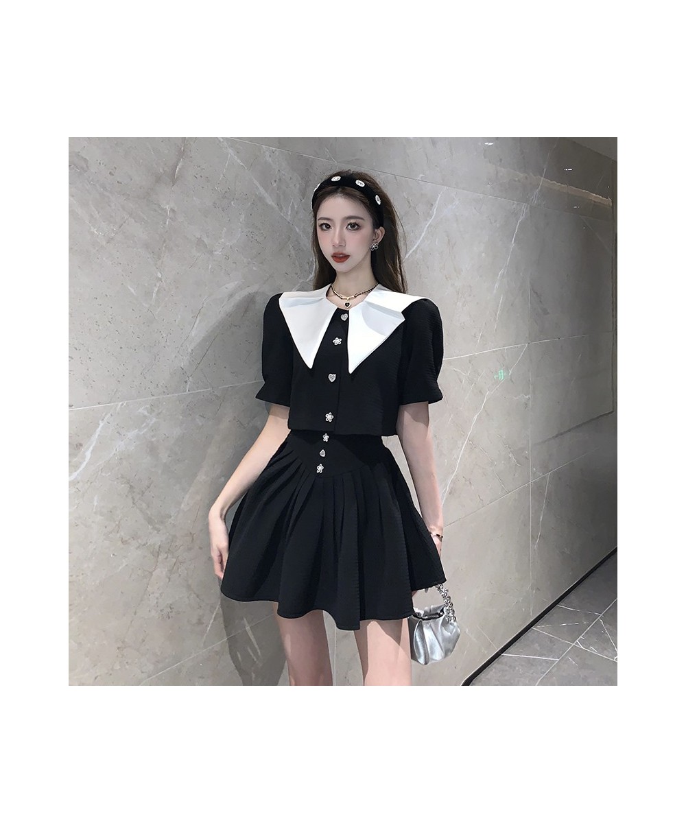 Summer Small Fragrance Vintage Two Piece Set Women Crop Top Lapel Short Sleeve Jacket Coat + Mini Skirts Sets Sweet 2 Piece $...