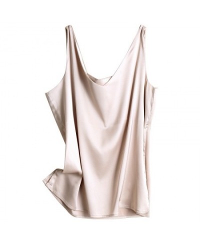 Strap Top Women Halter V Neck Basic White Cami Sleeveless Satin Silk Tank Tops Women'S Summer Camisole $21.08 - Tops & Tees