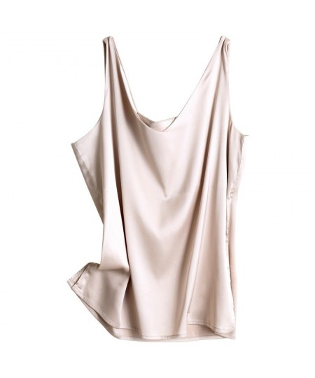 Strap Top Women Halter V Neck Basic White Cami Sleeveless Satin Silk Tank Tops Women'S Summer Camisole $21.08 - Tops & Tees