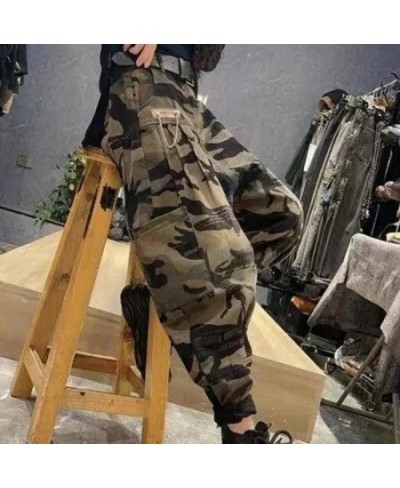 2022 Spring Autumn Women High Waist Ankle-length Loose Vintage Jeans camouflage Cotton Denim Harem Pants V926 $56.83 - Jeans