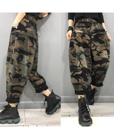 2022 Spring Autumn Women High Waist Ankle-length Loose Vintage Jeans camouflage Cotton Denim Harem Pants V926 $56.83 - Jeans