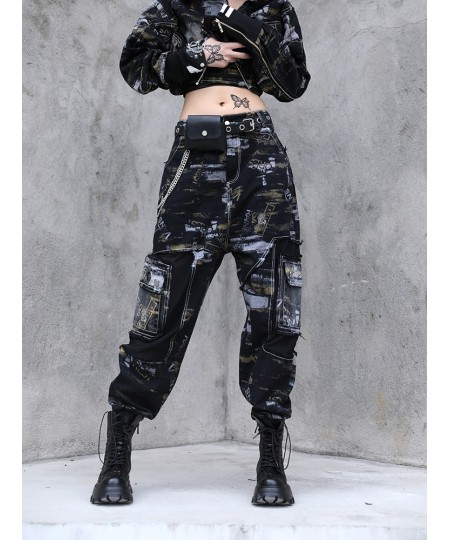 2023 Spring Autumn Vintage Jeans Pants Women's Loose Personality Fashion Camouflage Harem Pants Trend Washed Pants LWL442 $10...