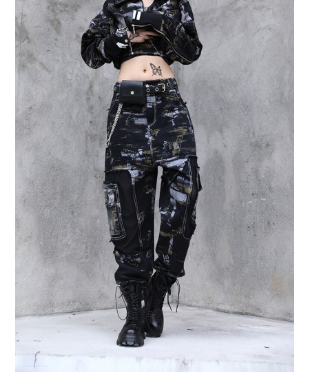 2023 Spring Autumn Vintage Jeans Pants Women's Loose Personality Fashion Camouflage Harem Pants Trend Washed Pants LWL442 $10...