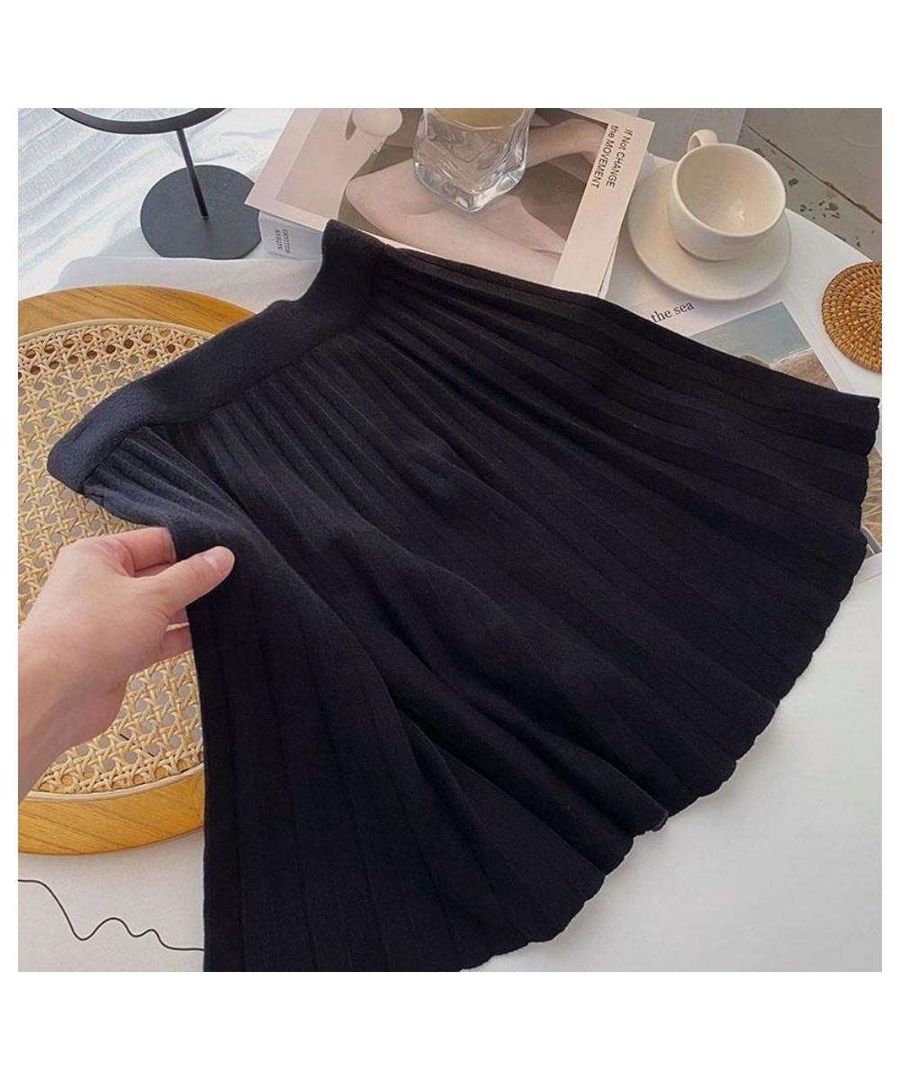 Pleated Skirt Women's Autumn New Korean Version High-waist A-line Slim Design Sense Versatile Knitted Short Skirt $32.60 - Sk...