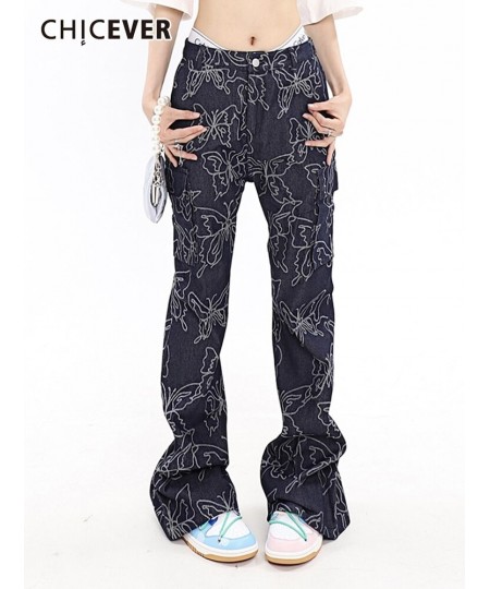 Sexy Fashion Patchwork Butterfly Embroidery Denim Pants For Female High Waist Flare Jeans Woman Vintage Clothing Style $76.17...