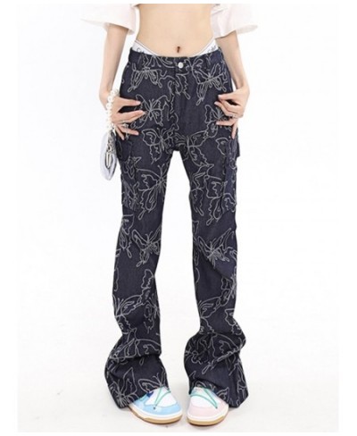 Sexy Fashion Patchwork Butterfly Embroidery Denim Pants For Female High Waist Flare Jeans Woman Vintage Clothing Style $76.17...