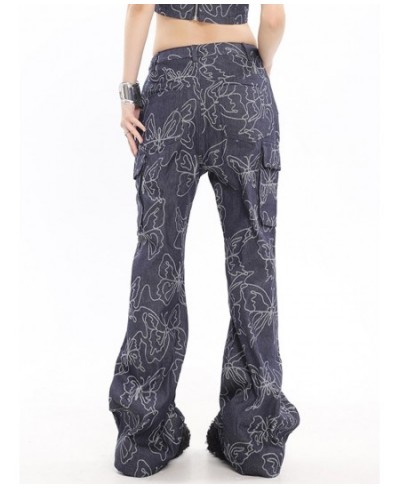 Sexy Fashion Patchwork Butterfly Embroidery Denim Pants For Female High Waist Flare Jeans Woman Vintage Clothing Style $76.17...