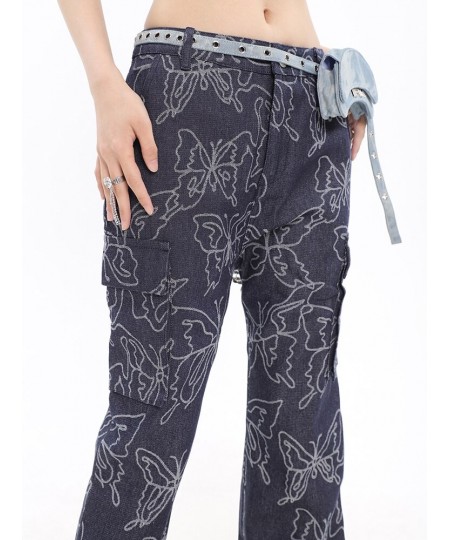 Sexy Fashion Patchwork Butterfly Embroidery Denim Pants For Female High Waist Flare Jeans Woman Vintage Clothing Style $76.17...