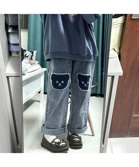 Women Hip Hop Bear Jeans Girl Straight Trousers Female High waist Denim Baggy Spring Autumn Fashion Streetwear Vintage Casual...