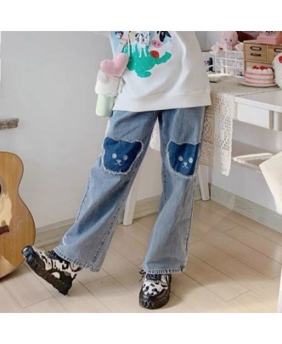 Women Hip Hop Bear Jeans Girl Straight Trousers Female High waist Denim Baggy Spring Autumn Fashion Streetwear Vintage Casual...