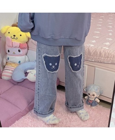 Women Hip Hop Bear Jeans Girl Straight Trousers Female High waist Denim Baggy Spring Autumn Fashion Streetwear Vintage Casual...