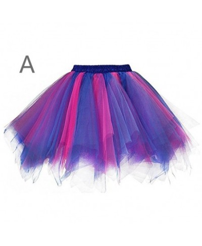 Women Patchwork Tulle Skirt Short Tutu Pleated Mini Skirts Adult Fancy Ballet Dancewear Party Costume Ball Gown Skirt Summer ...