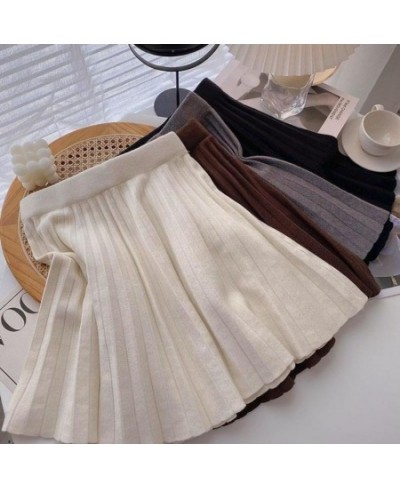 Pleated Skirt Women's Autumn New Korean Version High-waist A-line Slim Design Sense Versatile Knitted Short Skirt $32.60 - Sk...