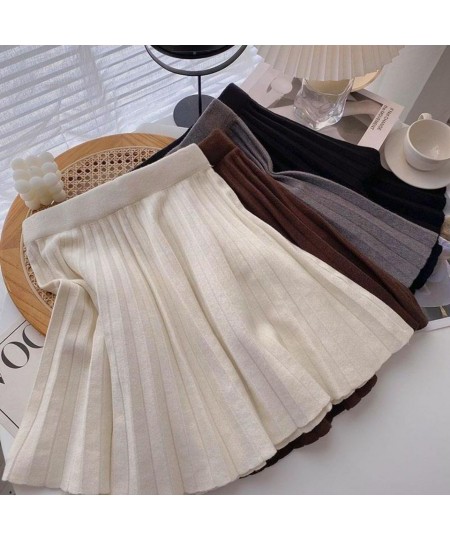 Pleated Skirt Women's Autumn New Korean Version High-waist A-line Slim Design Sense Versatile Knitted Short Skirt $32.60 - Sk...