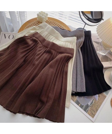 Pleated Skirt Women's Autumn New Korean Version High-waist A-line Slim Design Sense Versatile Knitted Short Skirt $32.60 - Sk...