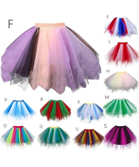 Women Patchwork Tulle Skirt Short Tutu Pleated Mini Skirts Adult Fancy Ballet Dancewear Party Costume Ball Gown Skirt Summer ...