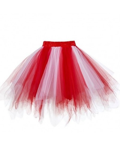 Women Patchwork Tulle Skirt Short Tutu Pleated Mini Skirts Adult Fancy Ballet Dancewear Party Costume Ball Gown Skirt Summer ...