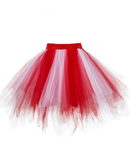 Women Patchwork Tulle Skirt Short Tutu Pleated Mini Skirts Adult Fancy Ballet Dancewear Party Costume Ball Gown Skirt Summer ...