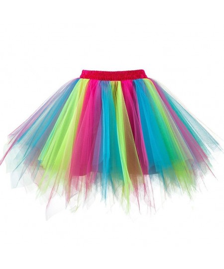 Women Patchwork Tulle Skirt Short Tutu Pleated Mini Skirts Adult Fancy Ballet Dancewear Party Costume Ball Gown Skirt Summer ...