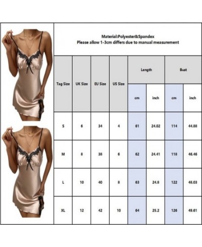 Women Nightgown Sexy Lingerie Exotic Sleepwear Lace Silk Nightdress V-neck Split Satin Babydoll Nightwear $20.28 - Sleepwears