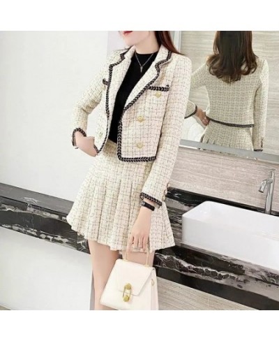 2022 Autumn Winter Fashion Suit Jacket Short Skirt Set Women's Korean Elegant Casual Blazers Coat Pleated Mini Skirts Two Pie...