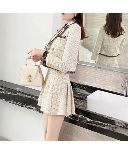 2022 Autumn Winter Fashion Suit Jacket Short Skirt Set Women's Korean Elegant Casual Blazers Coat Pleated Mini Skirts Two Pie...