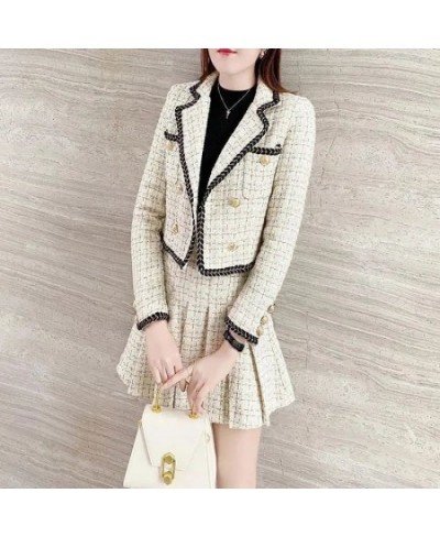 2022 Autumn Winter Fashion Suit Jacket Short Skirt Set Women's Korean Elegant Casual Blazers Coat Pleated Mini Skirts Two Pie...