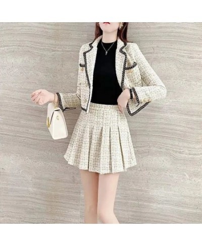 2022 Autumn Winter Fashion Suit Jacket Short Skirt Set Women's Korean Elegant Casual Blazers Coat Pleated Mini Skirts Two Pie...