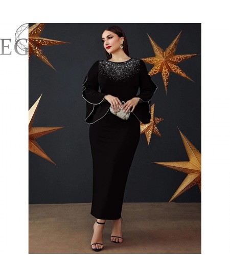 Plus Size 4xl 5xl 6xl Luxury Party Emerald Velvet Dress Shiny Round Neck Plus Size Velvet Evening Dress Banquet Gorgeous 4xl ...