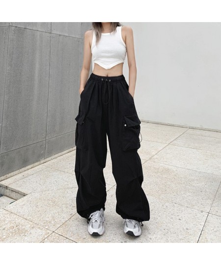 Y2K Casual Cargo Pants Women 2023 Drawstring Loose Wide Leg Straight Trousers Summer Streetwear Punk Baggy Sweatpants Tech $2...