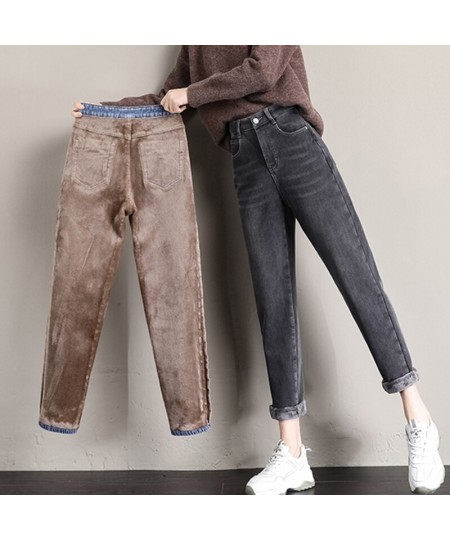 Jeans Thick Women Fashion Super Stretchy High Waist Pencil Pants Female 2023 Casual Plus Velvet Denim Trousers Womens $46.86 ...