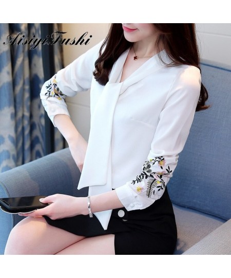 White Shirt Women Tops Summer Korean Clothing White Floral Embroidery Blouse Women Blouses Plus Size Elegant Sommer $30.65 - ...