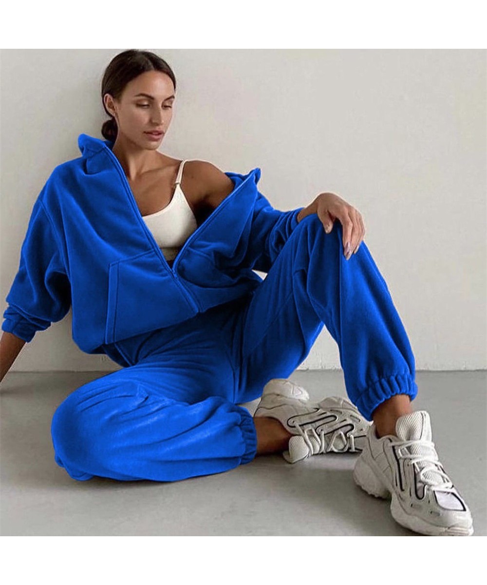 Women Tracksuit Autumn Winter Fleece Two Piece Sets Elegant Solid Oversized Warm Hoodies+Long Pant Sports Suit Ensemble Femme...