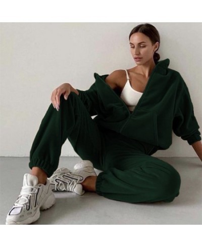 Women Tracksuit Autumn Winter Fleece Two Piece Sets Elegant Solid Oversized Warm Hoodies+Long Pant Sports Suit Ensemble Femme...