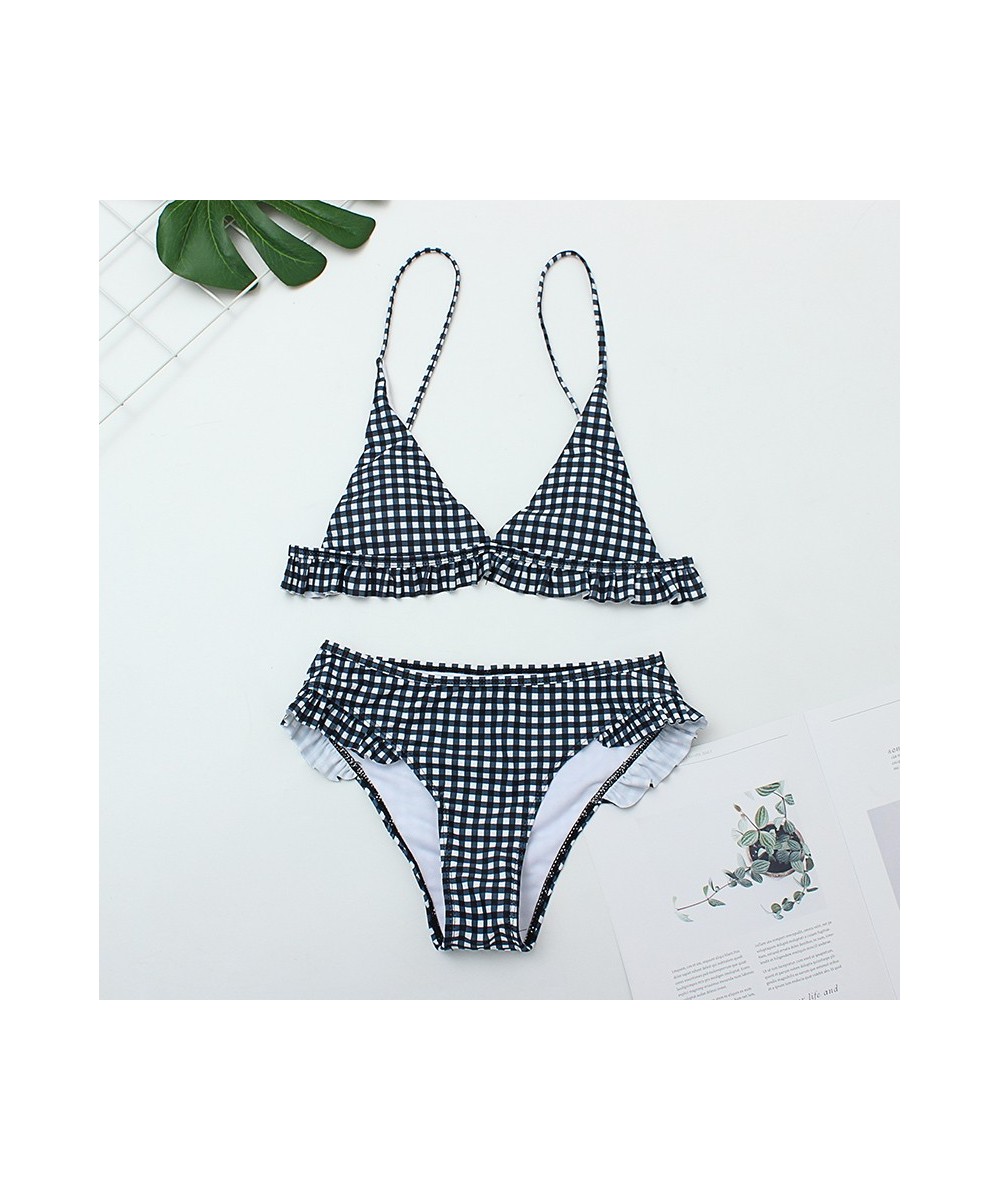 Summer New Plaid Sexy Bikini Set Push Up Ruffles Padded Swimwear Bikini Women Bathing Suit Beachwear Swimming Suit Set $22.59...