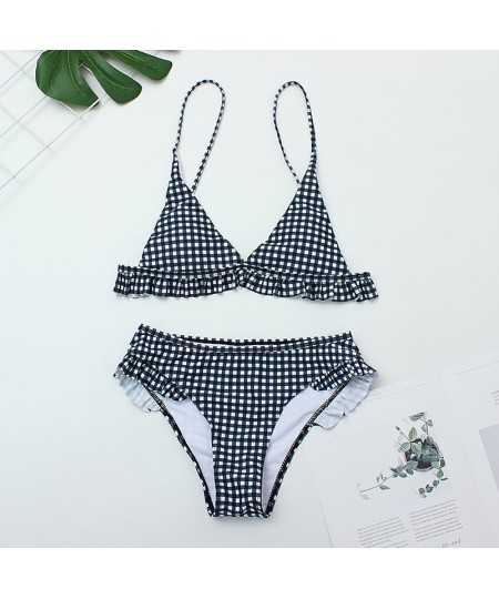 Summer New Plaid Sexy Bikini Set Push Up Ruffles Padded Swimwear Bikini Women Bathing Suit Beachwear Swimming Suit Set $22.59...