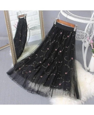 Summer New Net Yarn A-line Knee Lace Gauze Skirts Female Medium Length Loose Asymmetrical Skirt Casual Fashion Women Clothing...