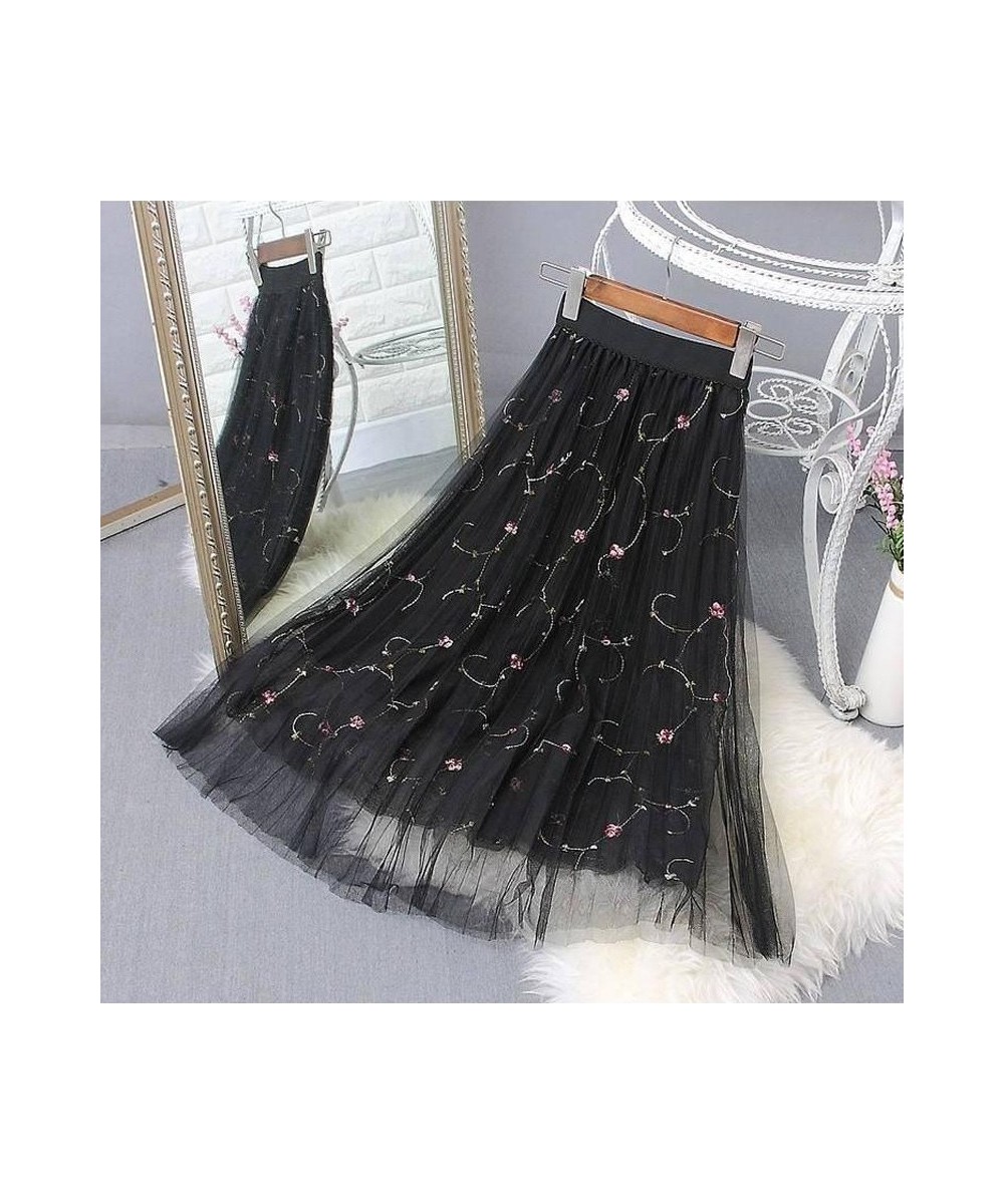 Summer New Net Yarn A-line Knee Lace Gauze Skirts Female Medium Length Loose Asymmetrical Skirt Casual Fashion Women Clothing...