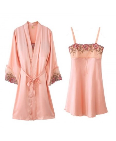 Robe Sets NEW Spring Faux Silk Sleepwear Female SILK Bathrobes Two-Piece Sleeping Dresses Women Night Gown 2701 $96.95 - Slee...