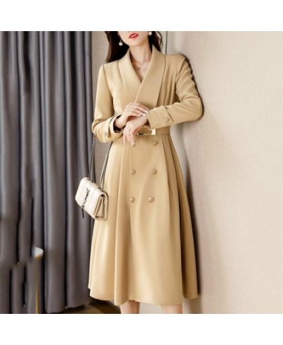 Spring Autumn Chic Trench Coat Woman 2022 Korean Double Breasted Mid-Long Vintage Lady Coat Khaki Windbreaker Outwear Female ...