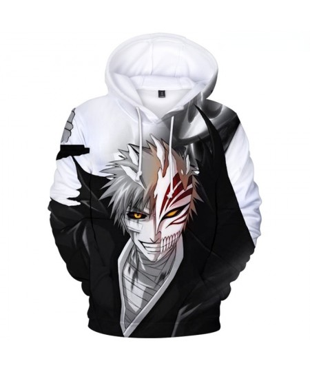 BLEACH Hooded Harajuku Sweatshirt Warm Cotton Male Casual Streetwear Men Clothing Japanese Anime Hoodie Gothic Funny Tracksui...