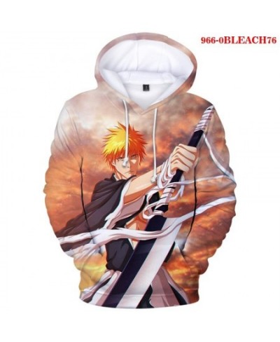 BLEACH Hooded Harajuku Sweatshirt Warm Cotton Male Casual Streetwear Men Clothing Japanese Anime Hoodie Gothic Funny Tracksui...